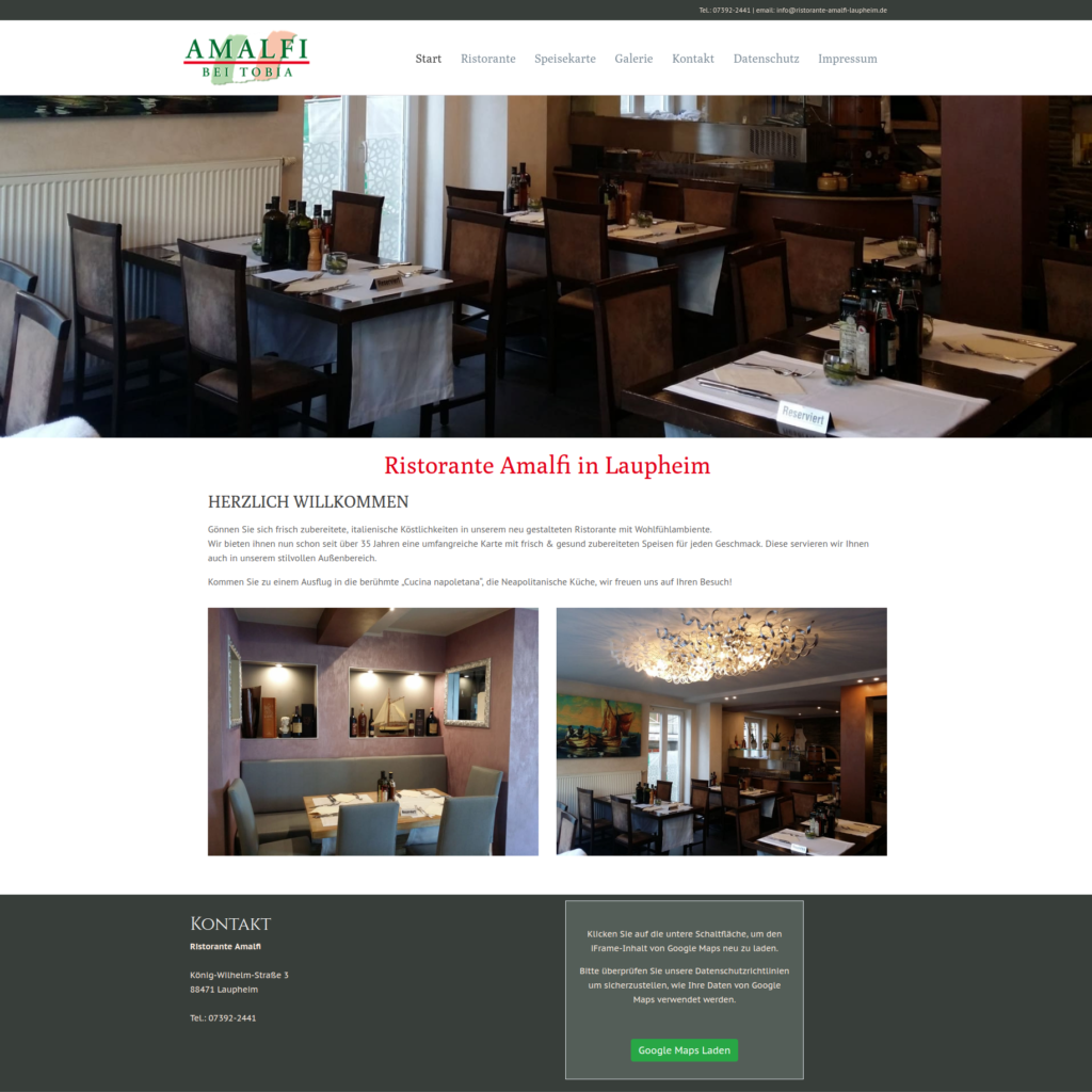 Firmenwebseite von Ristorante Amalfi
